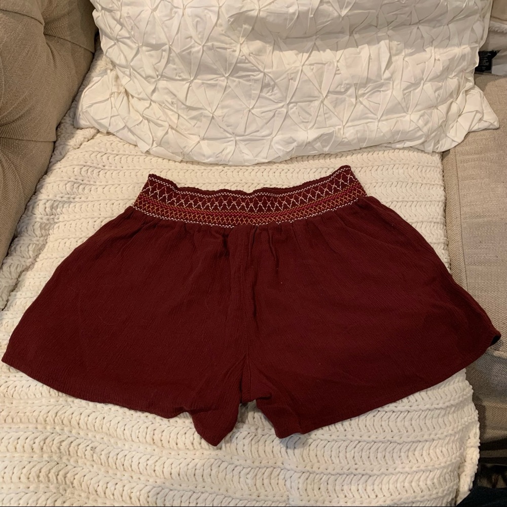 maroon flowy shorts